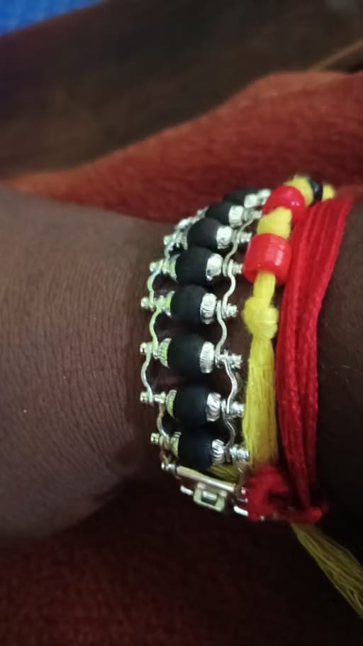 Customer photo review of Silver Plated Karungali Modern Bracelet - Natural Ebony Wood