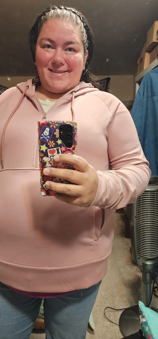 Customer photo review of Pink Rose Scuba Half Zip
