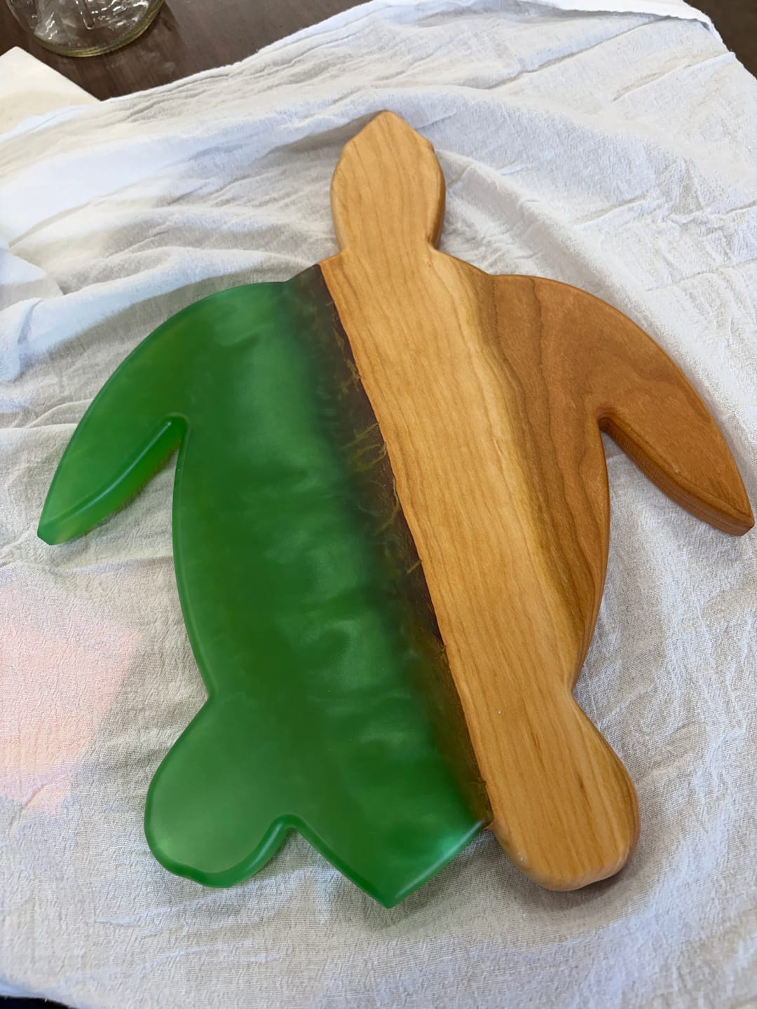 Customer photo review of 15x12" Sea Turtle Shaped Serving Board Acrylic Router Template