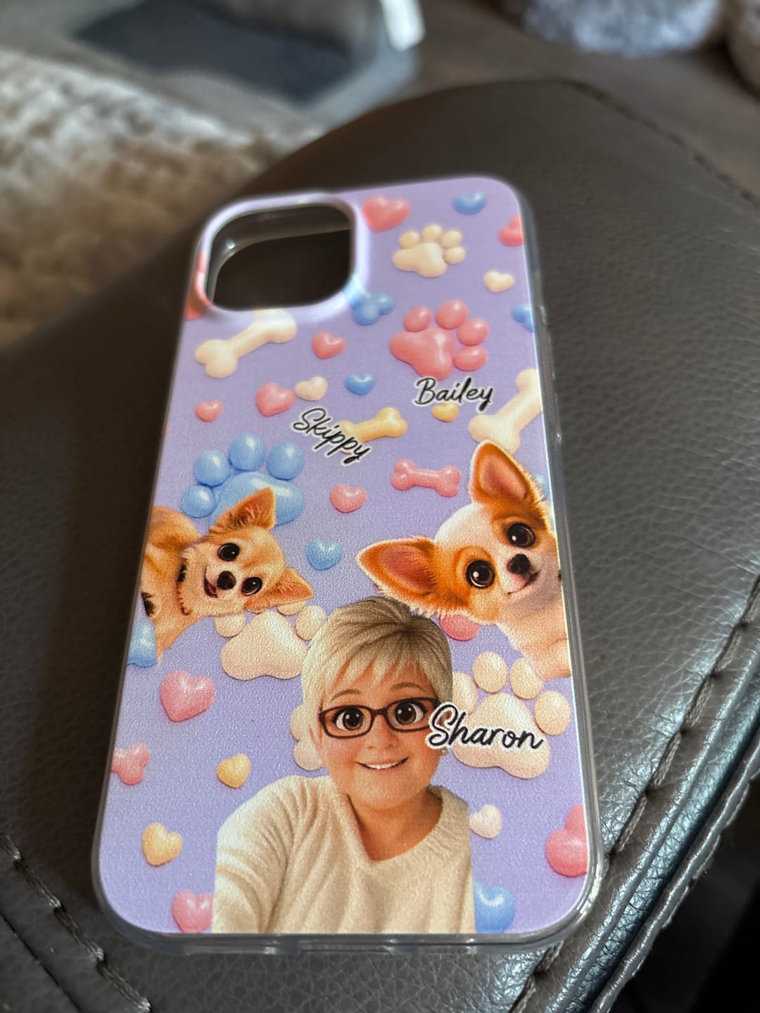 Customer photo review of Cartoon Person + Pet - Personalised Phone Case