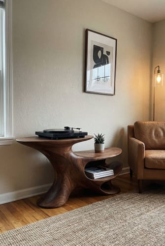 Customer photo review of Handcrafted Record Stand for Music Lovers’ Home Decor