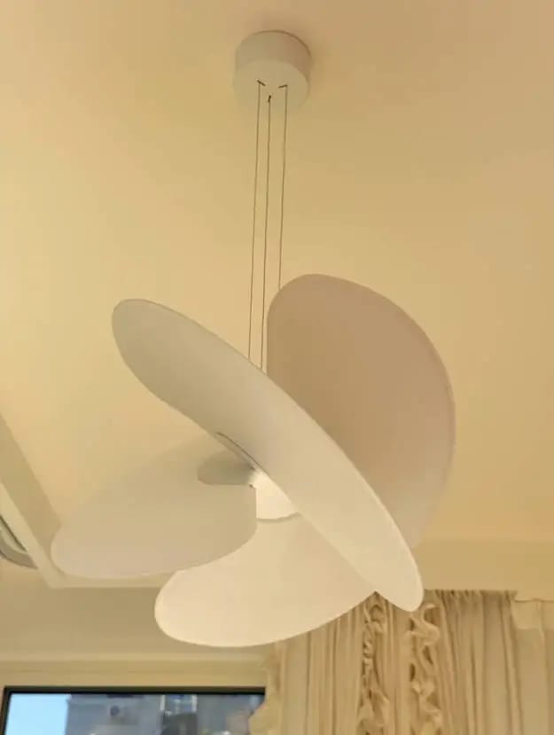Customer photo review of Modern Italian Minimalist Silk Pendant Light - Nordic White Ceiling Hanging Lamp Fixture for Loft, Villa, Living Room & Hotel