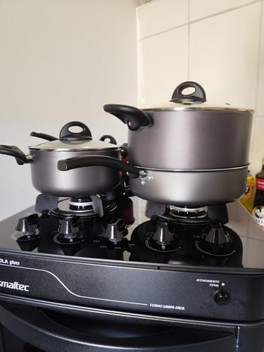 Customer photo review of Brinox - Jogo de Panelas 8 Peças Ceramic Life Smart Plus - Vanilla