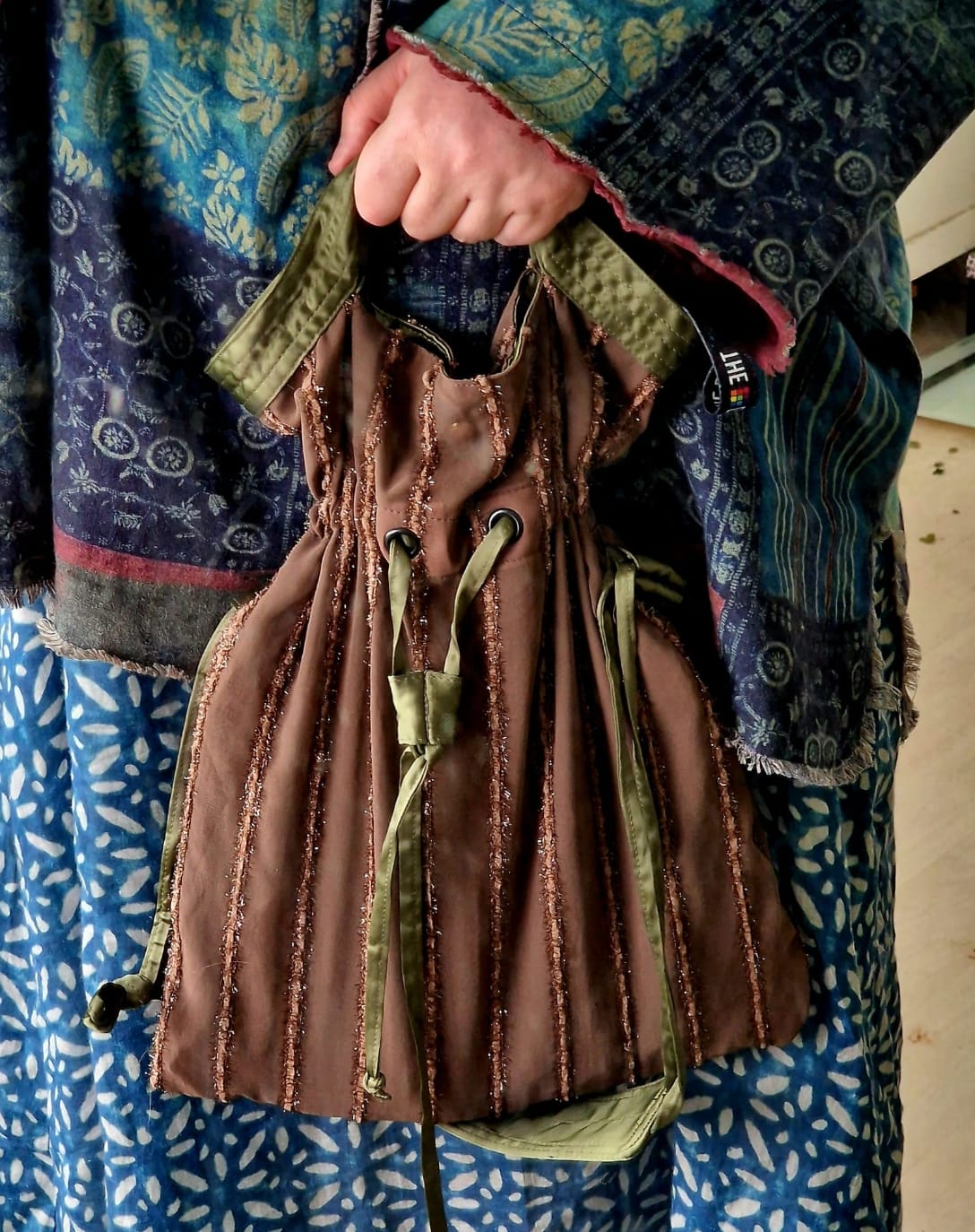 Customer photo review of Vintage Textured Stripe Shoulder Bag