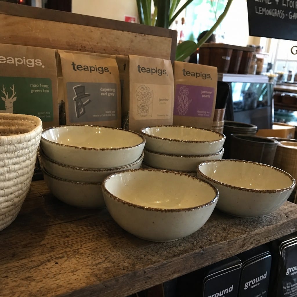 Customer photo review of Brown Speckled Alumina Vitrified Ceramic Cups for Catering (Pack of 12)