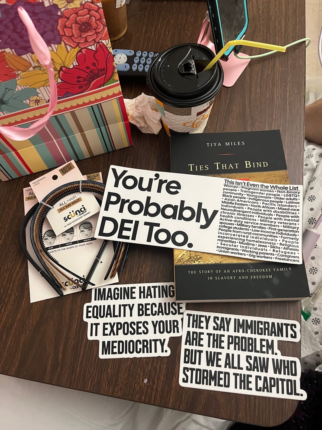 Customer photo review of Imagine Hating *Equality* Because It Exposes Your Mediocrity Black/White Die Cut STICKER