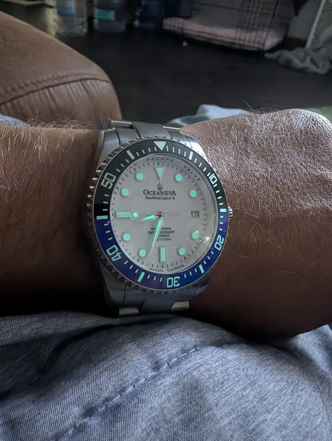 Customer photo review of Oceaneva Deep Marine Explorer II Titanium Watch with White Dial