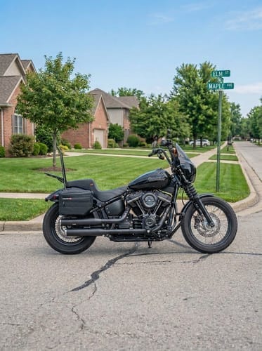 Customer photo review of 18L - Patriot Medium Motorcycle Throw Over Saddlebags for Harley Softail Street Bob FXBB/S