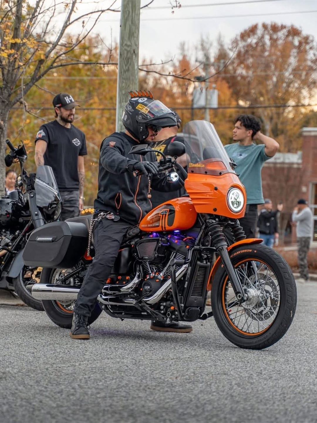 Customer photo review of 32L - Darkin Large Quick Mount Leather Wrapped Hard Saddlebags for Harley Softail Street Bob FXBB/S