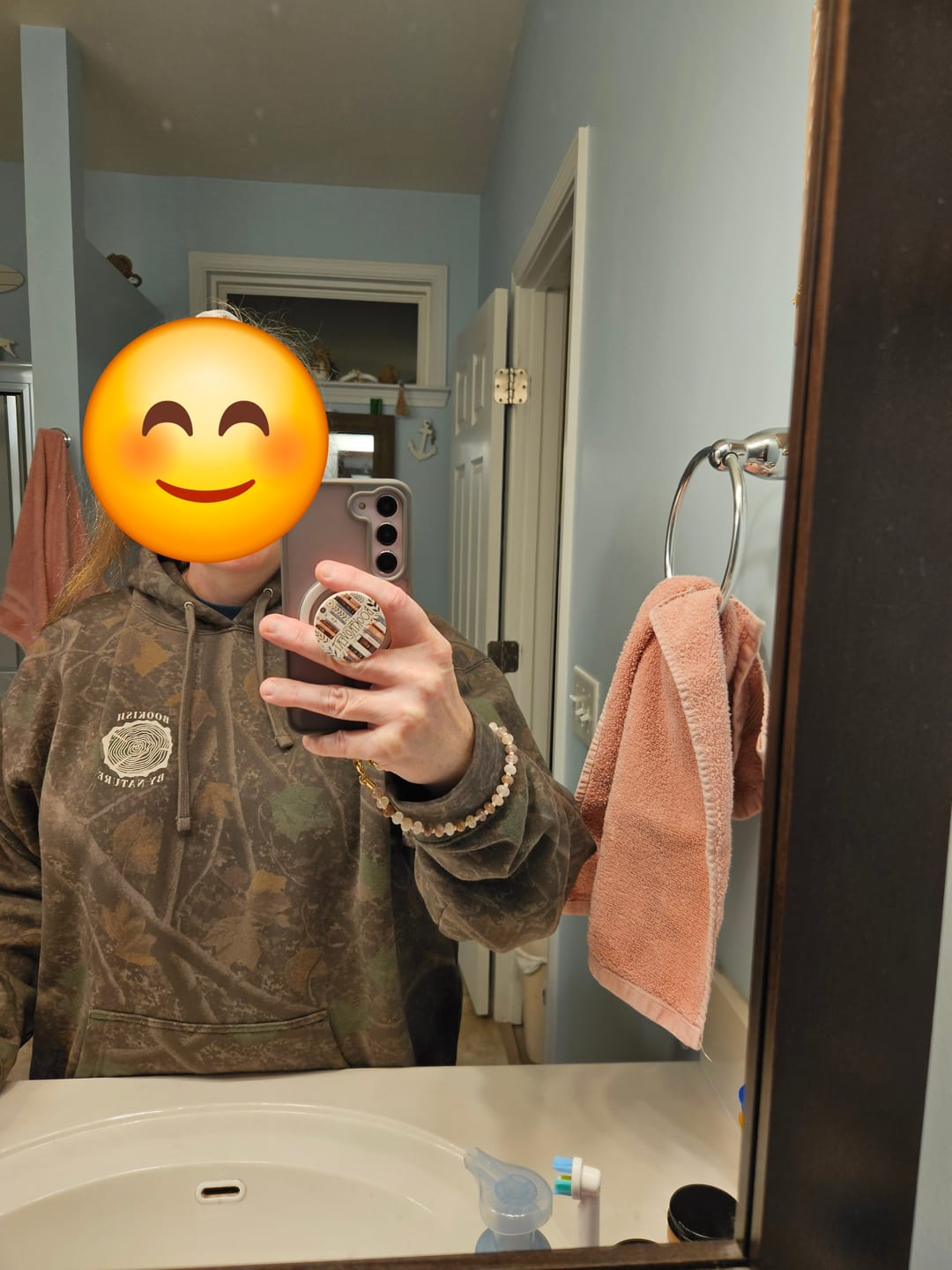 Customer photo review of read more worry less camo hoodie