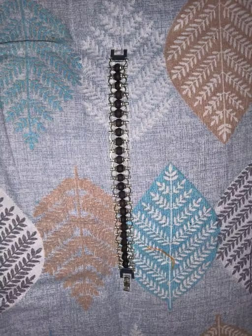 Customer photo review of Silver Plated Karungali Modern Bracelet - Natural Ebony Wood