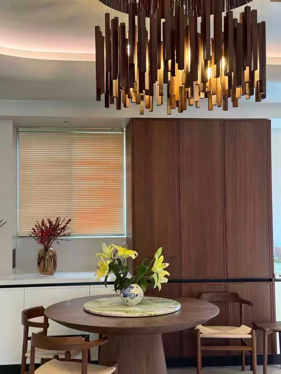 Customer photo review of WOMO Modern Cascading Wood Rod Chandelier-WM3262