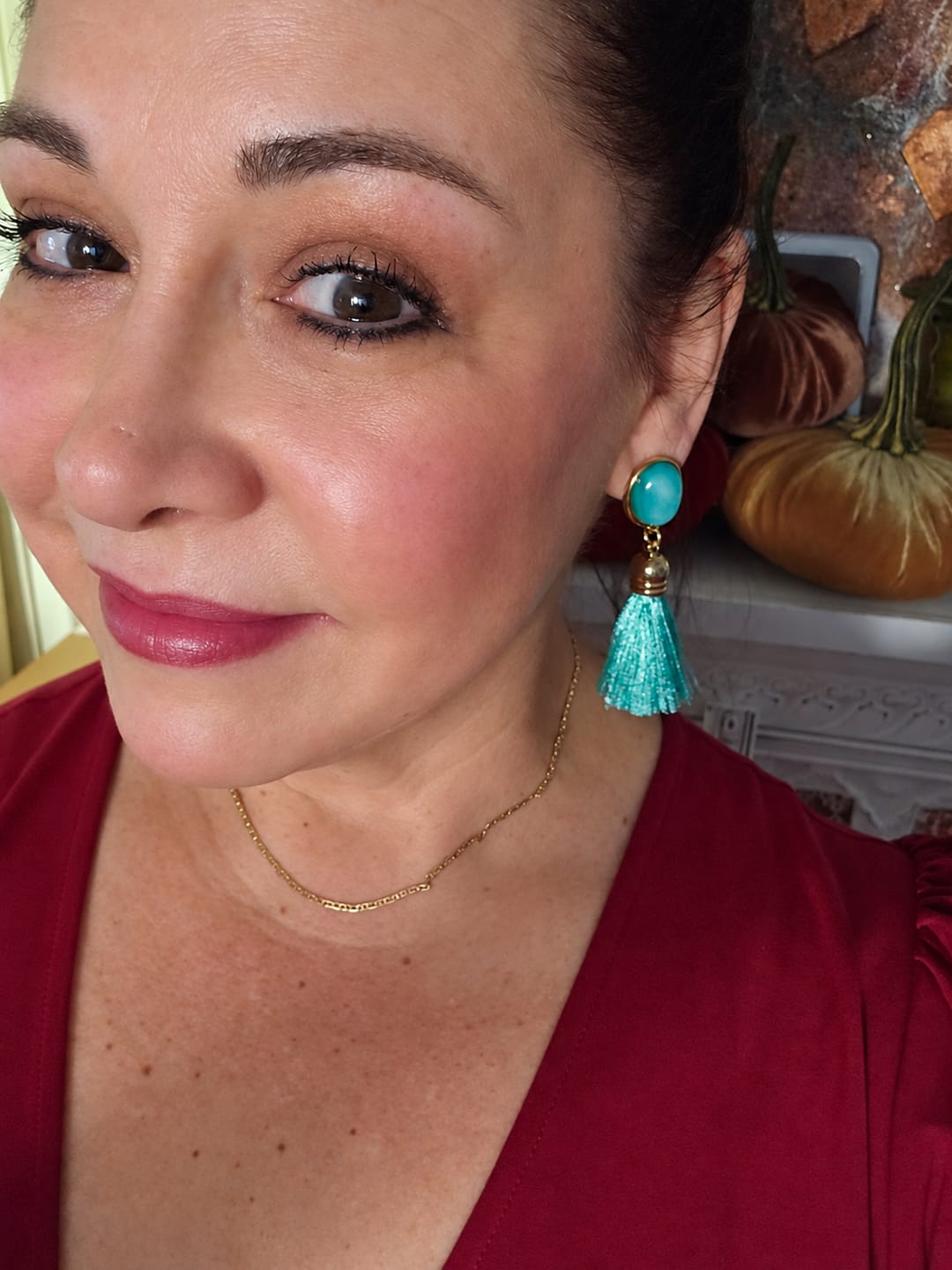 Customer photo review of Quasten Ohrringe als Ohrstecker mit Quaste in Türkis von AmuseToi