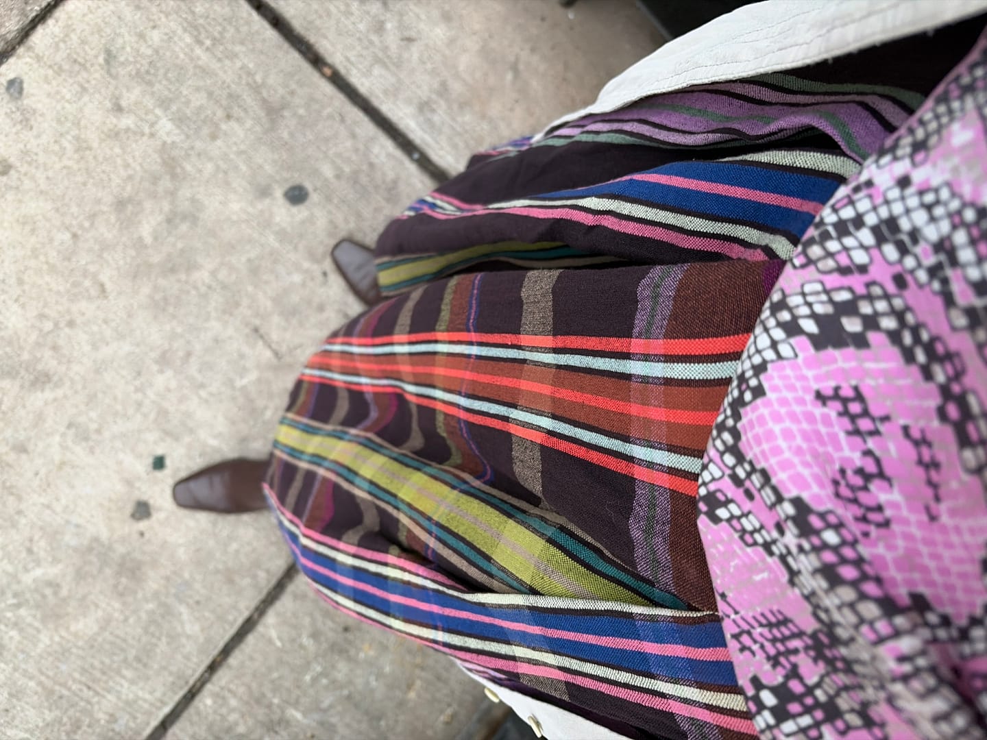 Customer photo review of FRIDA PANTS | MOCHA CHEX X STRIPES