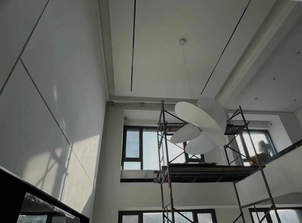 Customer photo review of Modern Italian Minimalist Silk Pendant Light - Nordic White Ceiling Hanging Lamp Fixture for Loft, Villa, Living Room & Hotel