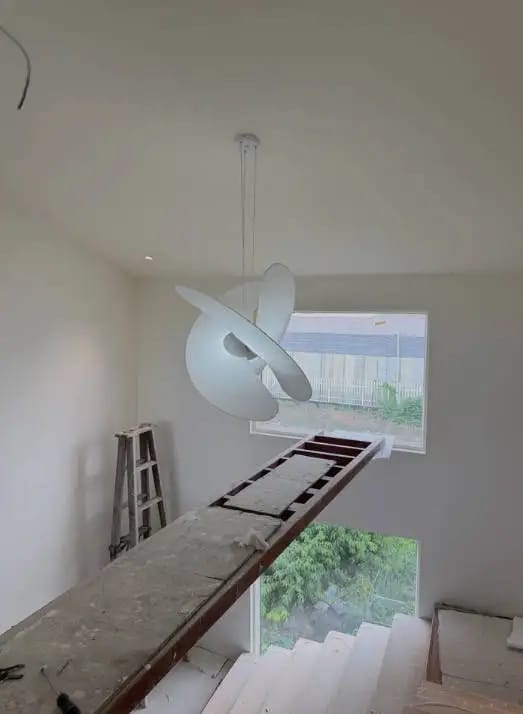 Customer photo review of Modern Italian Minimalist Silk Pendant Light - Nordic White Ceiling Hanging Lamp Fixture for Loft, Villa, Living Room & Hotel