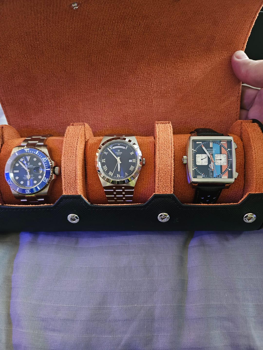 Customer photo review of Obsidian Black watch roll - 3 watches