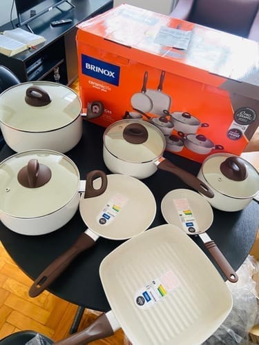 Customer photo review of Brinox - Jogo de Panelas 8 Peças Ceramic Life Smart Plus - Vanilla