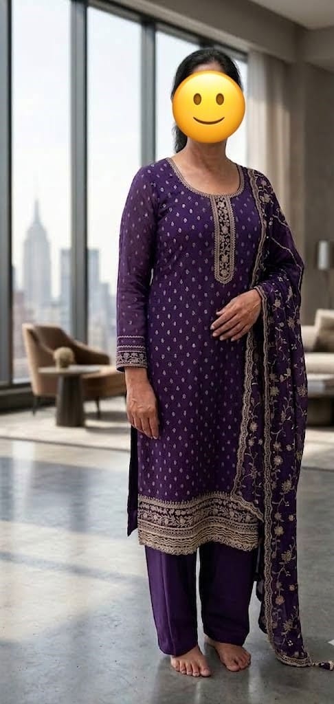 Customer photo review of Eid Ramadan Special Purple Color Embroidery Work Shalwar Kameez Suits