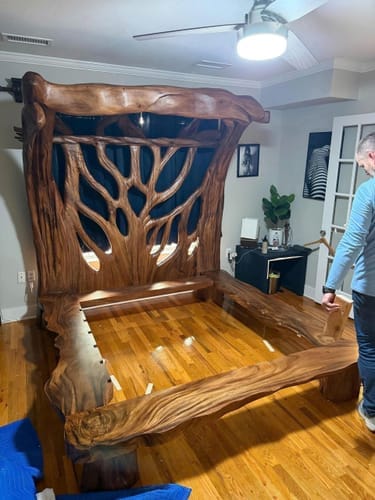 Customer photo review of Rustic Tree Bed Modern Bedroom