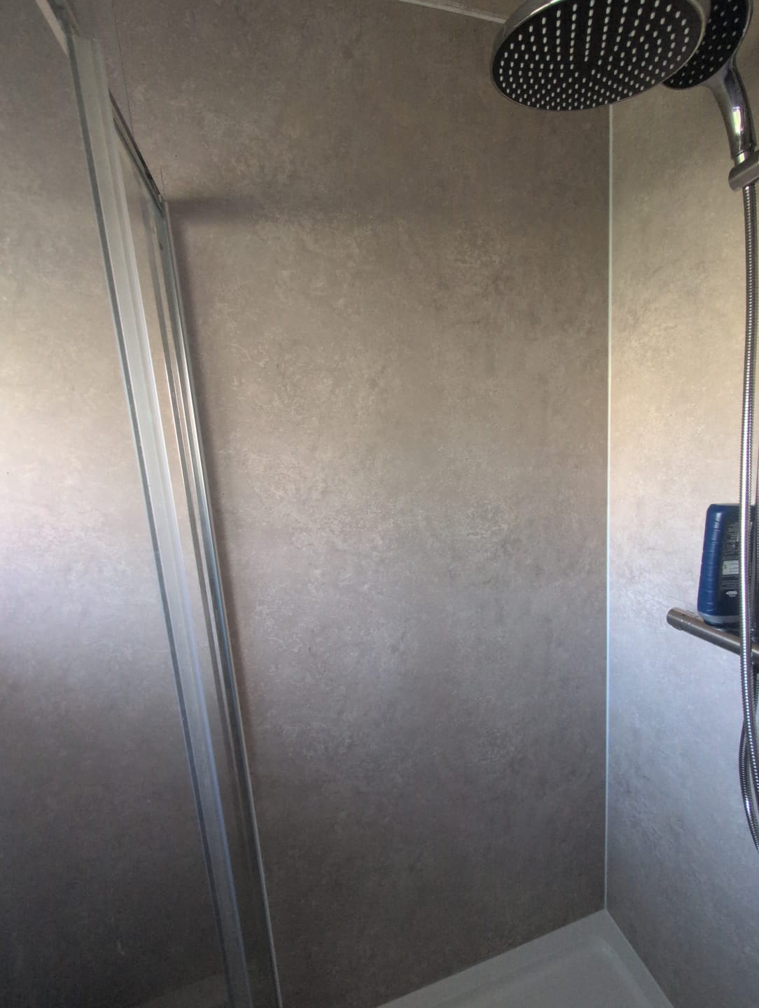 Customer photo review of Premium Beige Concrete Matt Shower Wall Panel - 1M x 2.4M