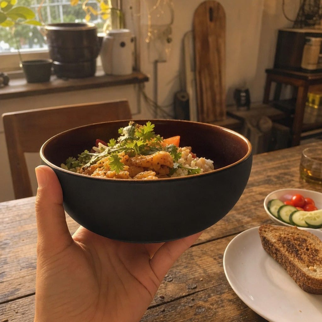 Customer photo review of Deep Bowls 770ml Black Porcelain for Casual Dining (Pack of 6)