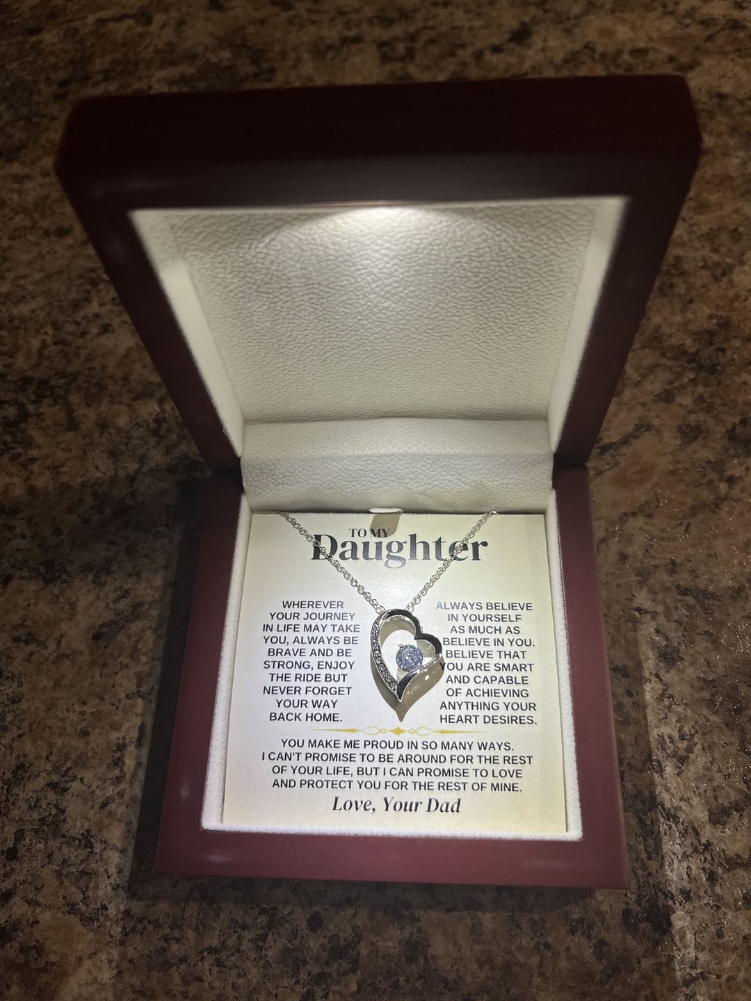 Customer photo review of Gift for Granddaughter from Grandpa Forever Love Necklace with Message