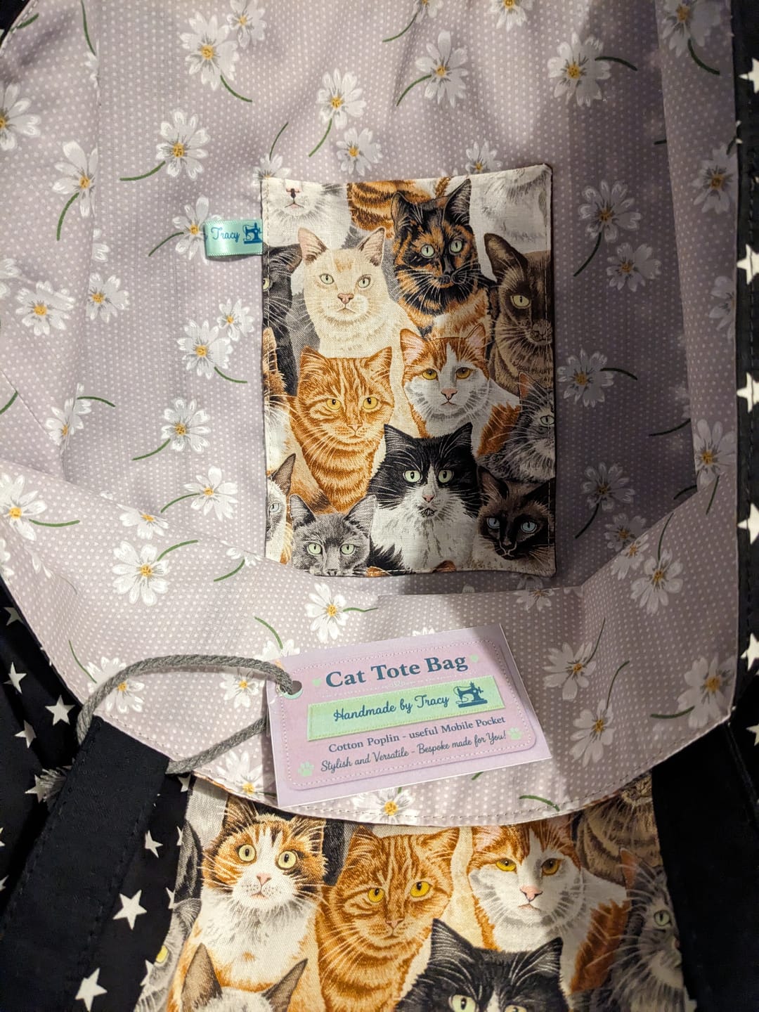 Customer photo review of White Flowers and Polka Dots Polycotton Fabric
