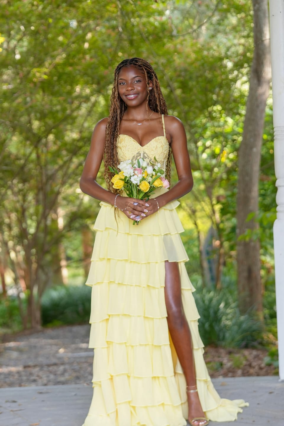 Customer photo review of Sweetheart Lace and Chiffon Ruffle Long Prom Dress