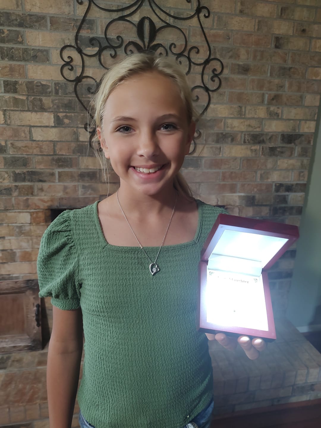 Customer photo review of Gift for Granddaughter from Grandpa Forever Love Necklace with Message