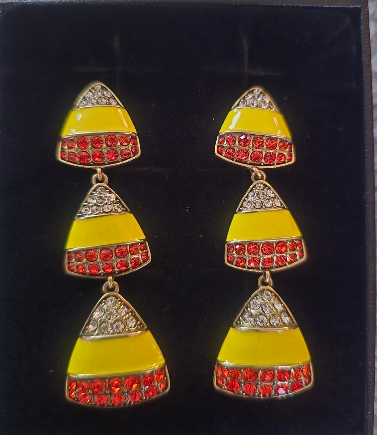 Customer photo review of HEIDI DAUS® "Trick or Treat" Candy Corn Dangle Earrings