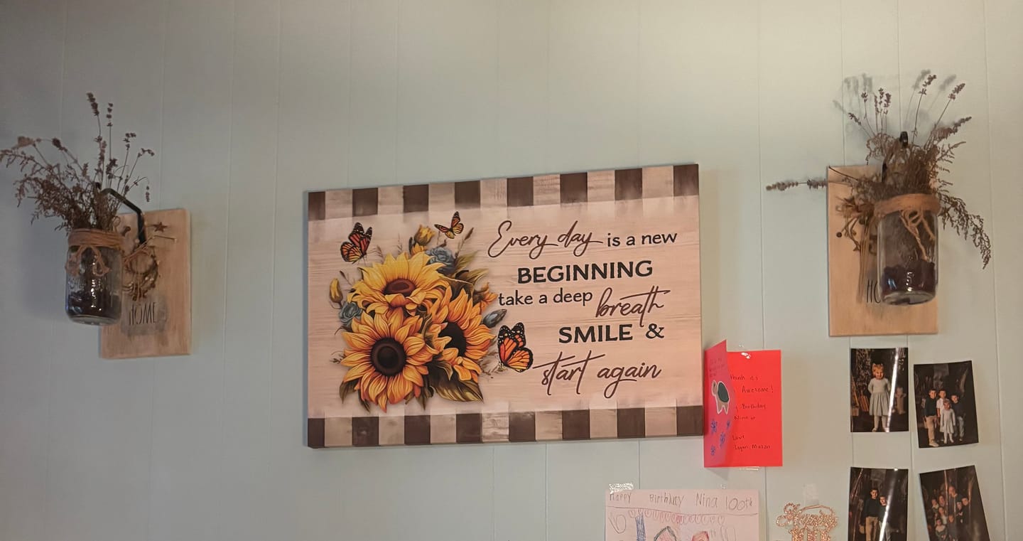 Customer photo review of Every Day is a New Beginning, Butterfly and Sunflower, Wall Art Canvas