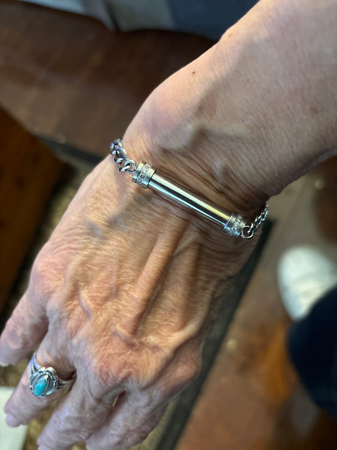 Customer photo review of Cremation Urn Bracelet with Zircon Memorial Jewelry-A026