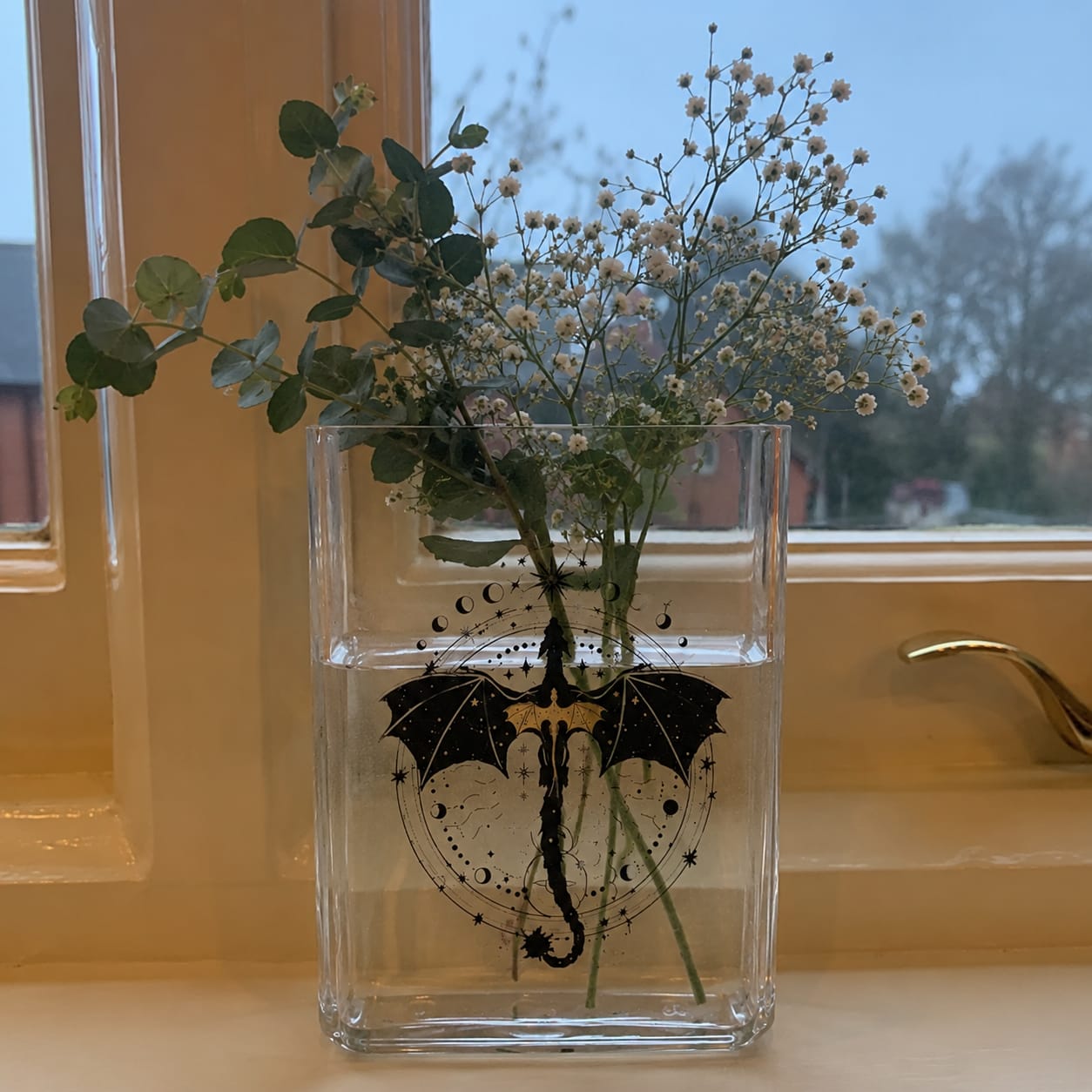 Customer photo review of Black Dragon Acrylic Book Vase Book Lover Gift