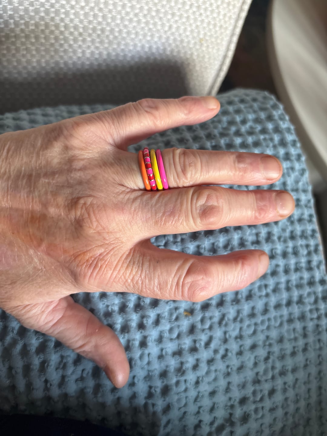 Customer photo review of Curious Ring Stack | Enamel Sterling Silver