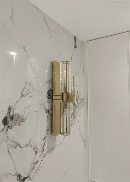 Customer photo review of Nordic All-Copper Crystal LED Wall Lamp - Retro Luxury Sconce Light Fixture for Living Room Background, Bedroom Bedside & Villa Decor