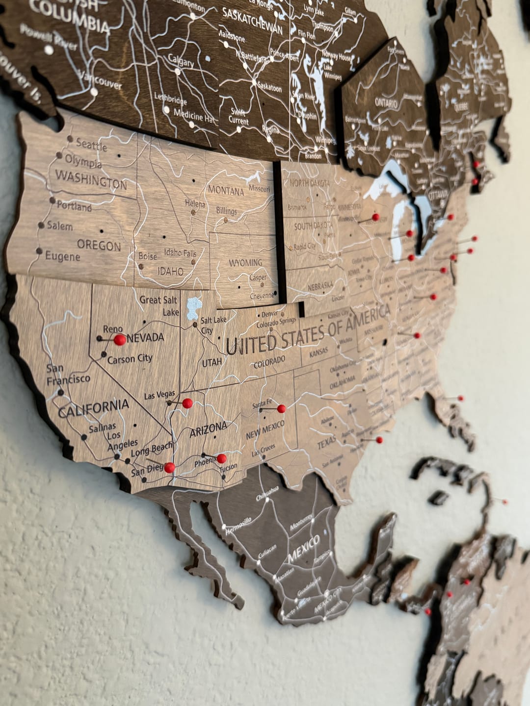 Customer photo review of 3D Wooden World Map - Loft Style