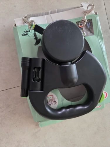 Customer photo review of 360 Retractable Dog Leash for Two Dogs