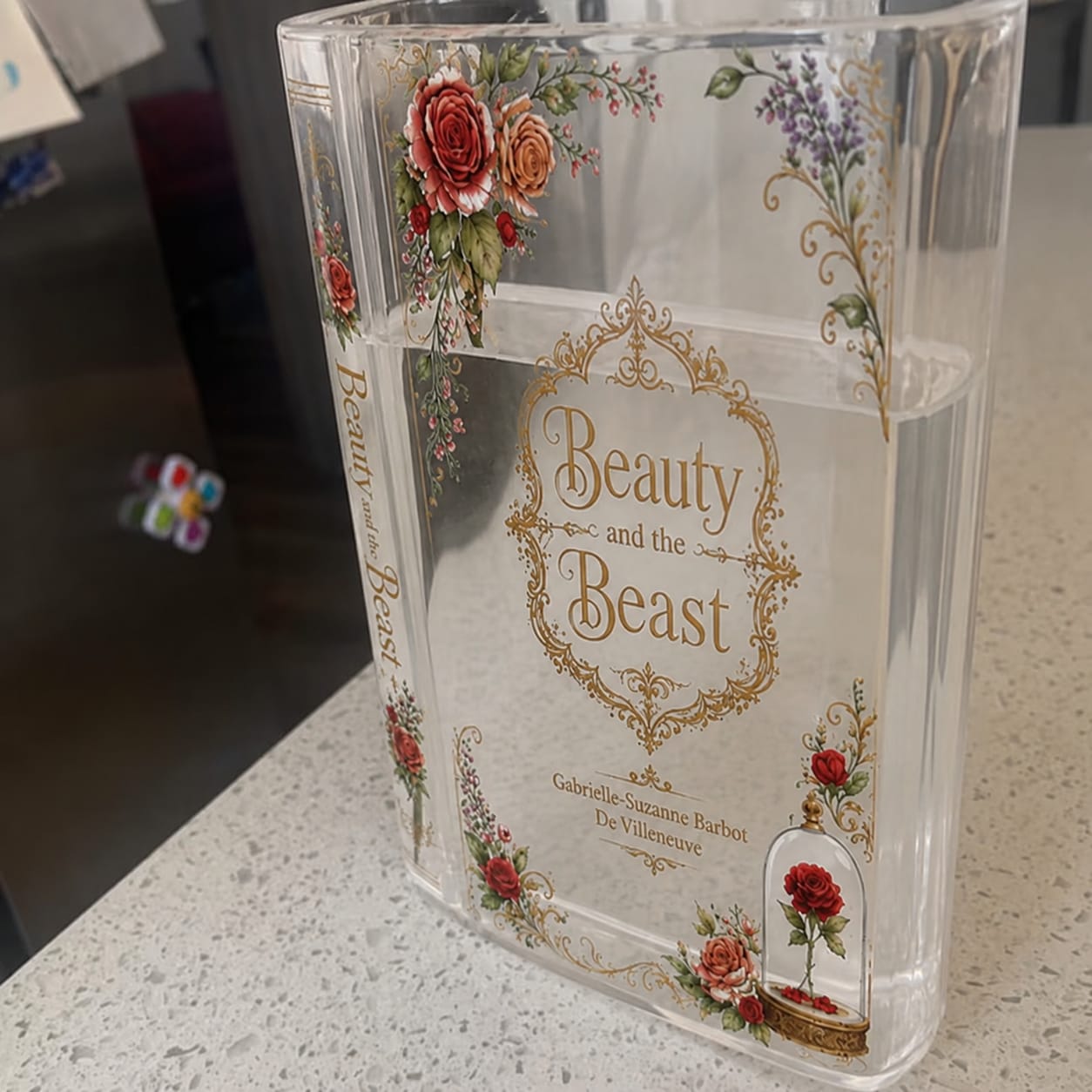Customer photo review of Beauty and the Beast Acrylic Book Vase Book Lover Gift