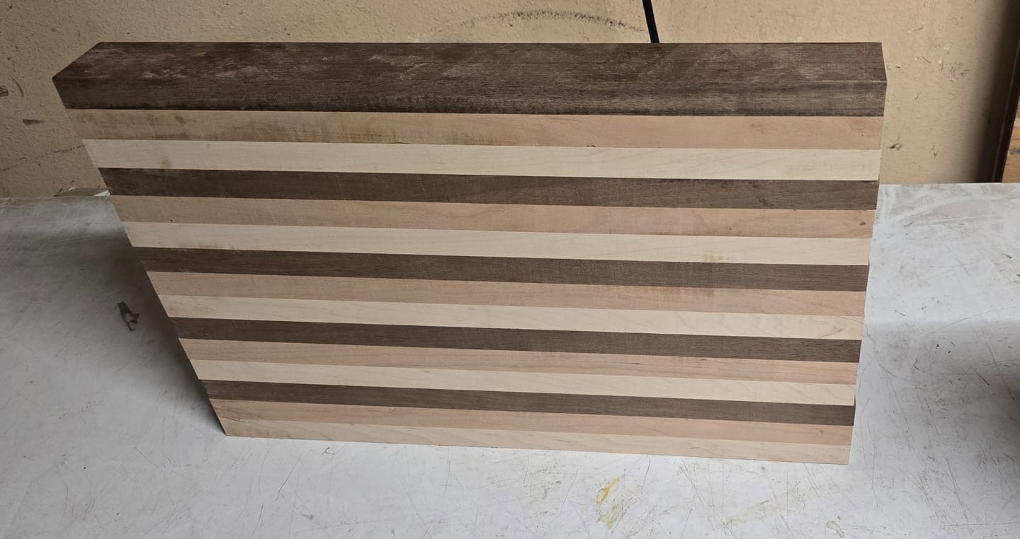 Customer photo review of DIY Cutting Board Maker Kit | Cherry + Peruvian Walnut + Hard Maple (15 Pieces)
