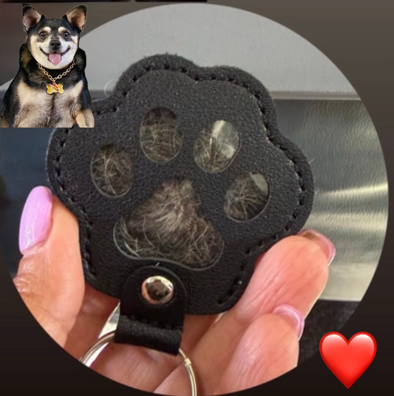 Customer photo review of FurEver With You – Pet Hair Keepsake Keyring