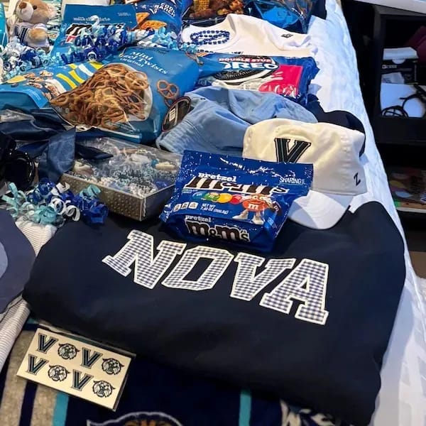 Customer photo review of Custom Patchwork Fabric Embroidered Sweatshirt Team and School Name Applique Varsity Letters