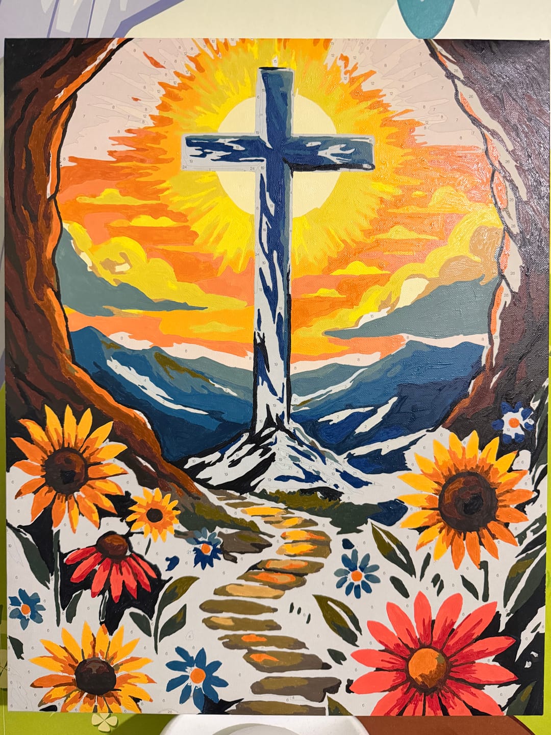 Customer photo review of Shining cross | Paint by Number