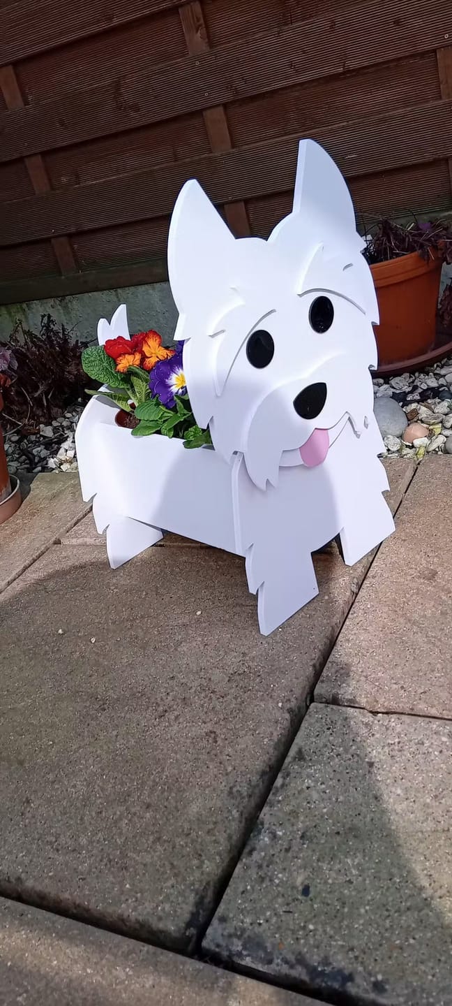 Customer photo review of Dog Planter - West Highland White Terrier