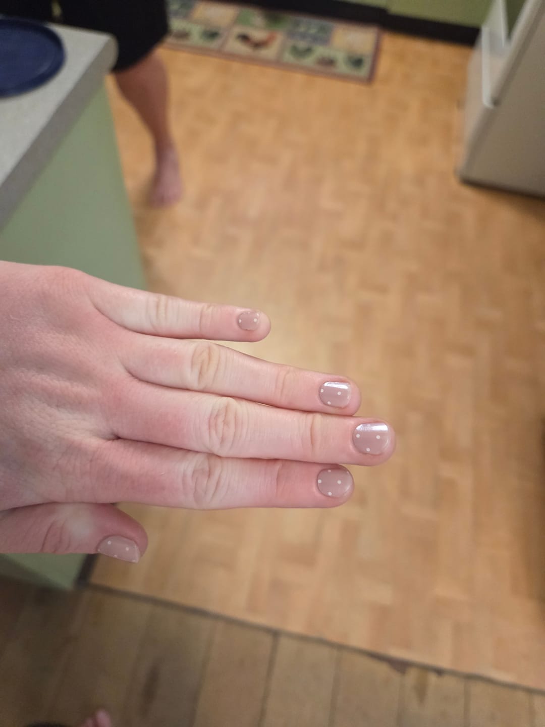 Customer photo review of NEW Frosted Pink Polka DIY Semicured Gel Nail Sticker Kit