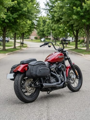Customer photo review of 60L - Stealth XL Quick Mount Saddlebags for Harley Softail Street Bob FXBB/S