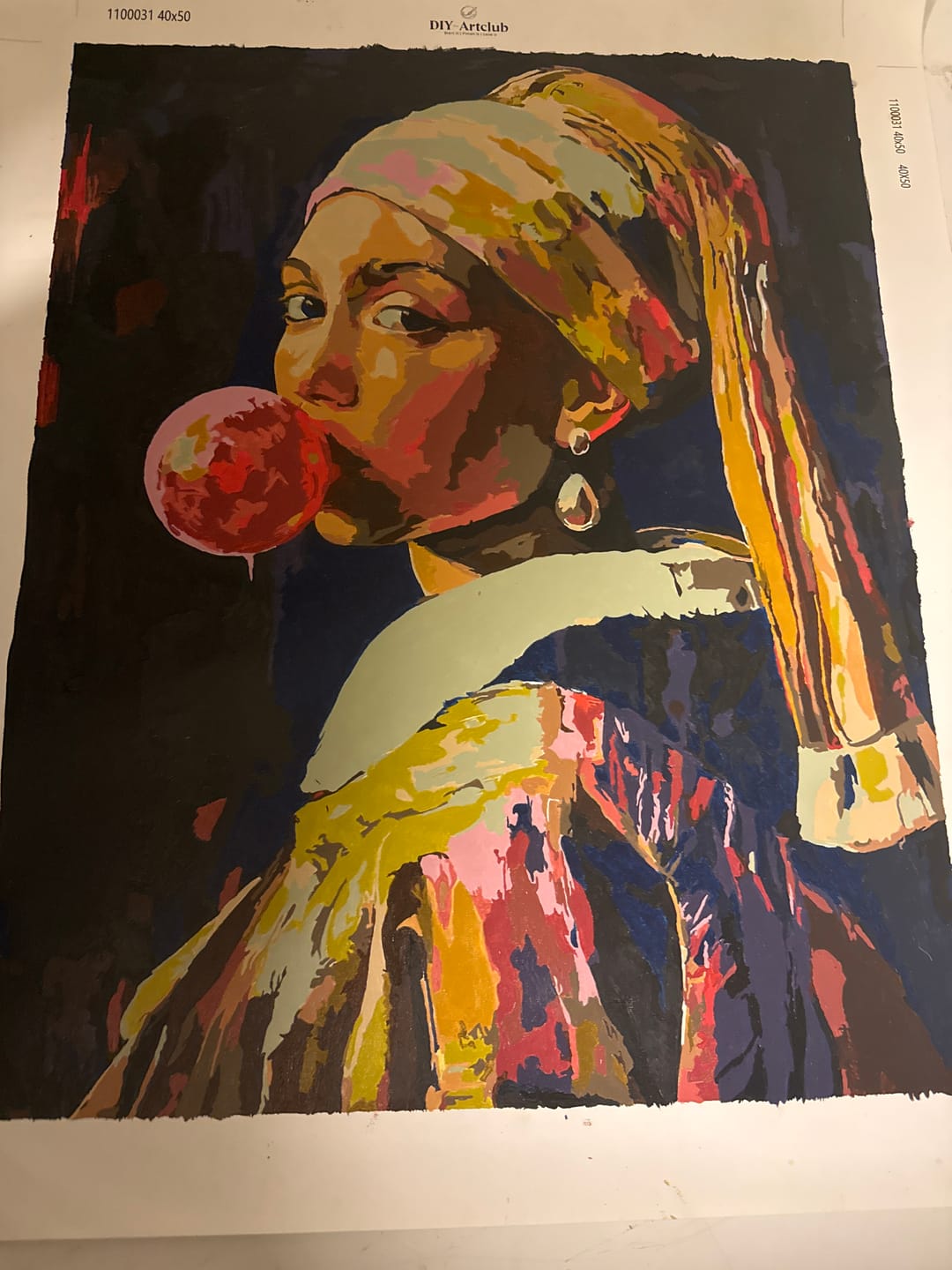 Customer photo review of Girl with a pearl earring Bubblegum | Paint by Numbers