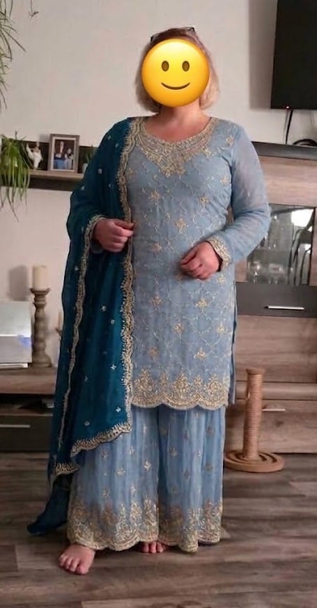 Customer photo review of Sky Blue Palazzo Suit For Women For Wedding Party Wear