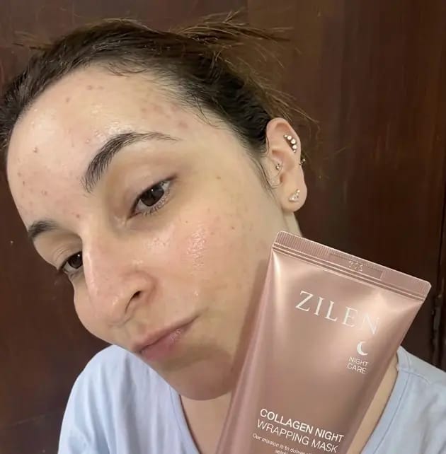 Customer photo review of Mascarilla Envolvente Nocturna de Colágeno Zilen