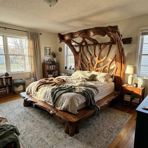 Customer photo review of Rustic Tree Bed Modern Bedroom